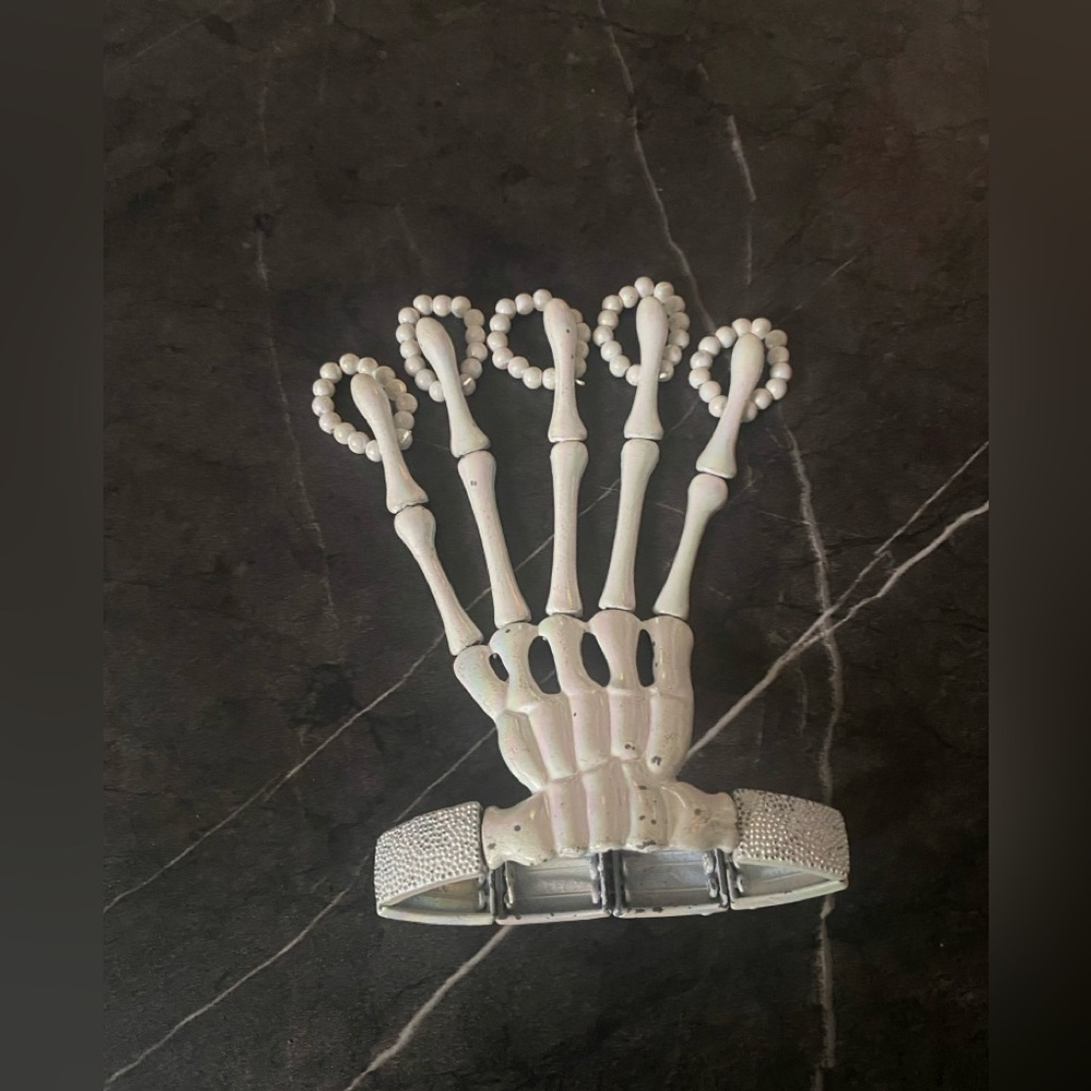 Metal Skeleton Hand Bracelet & Rings